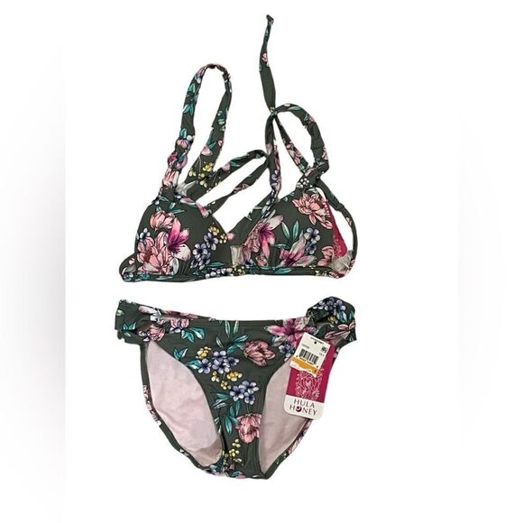NWT green floral Hula Honey bikini - Picture 1 of 3